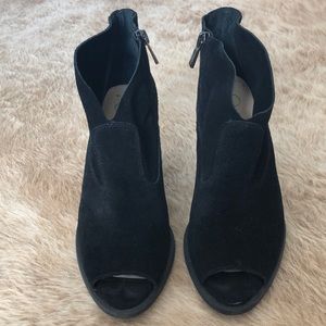 Black Peep-Toe Booties